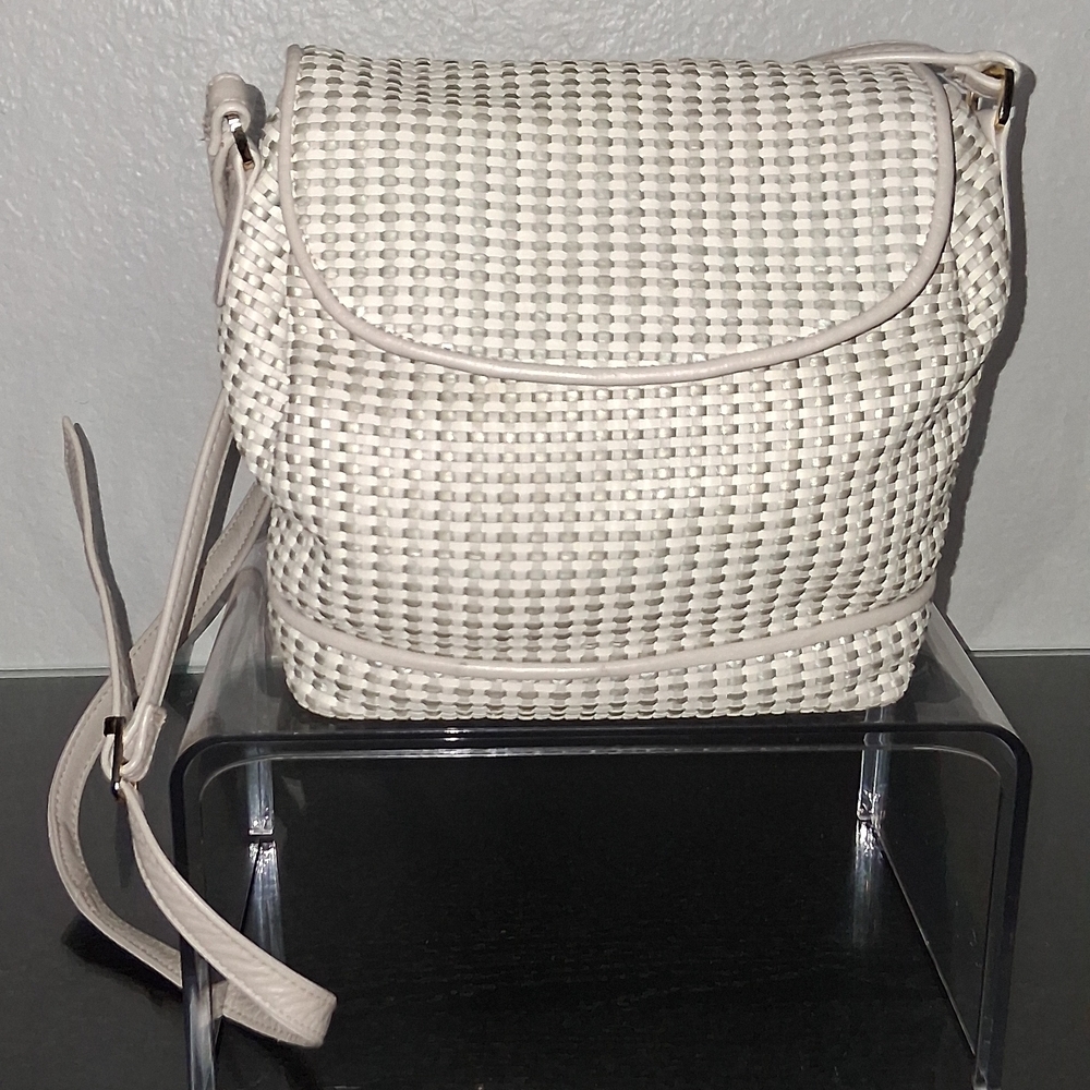 GANSON Chic Cream and Gray  Woven Women's Backpack - Picture 2 of 16